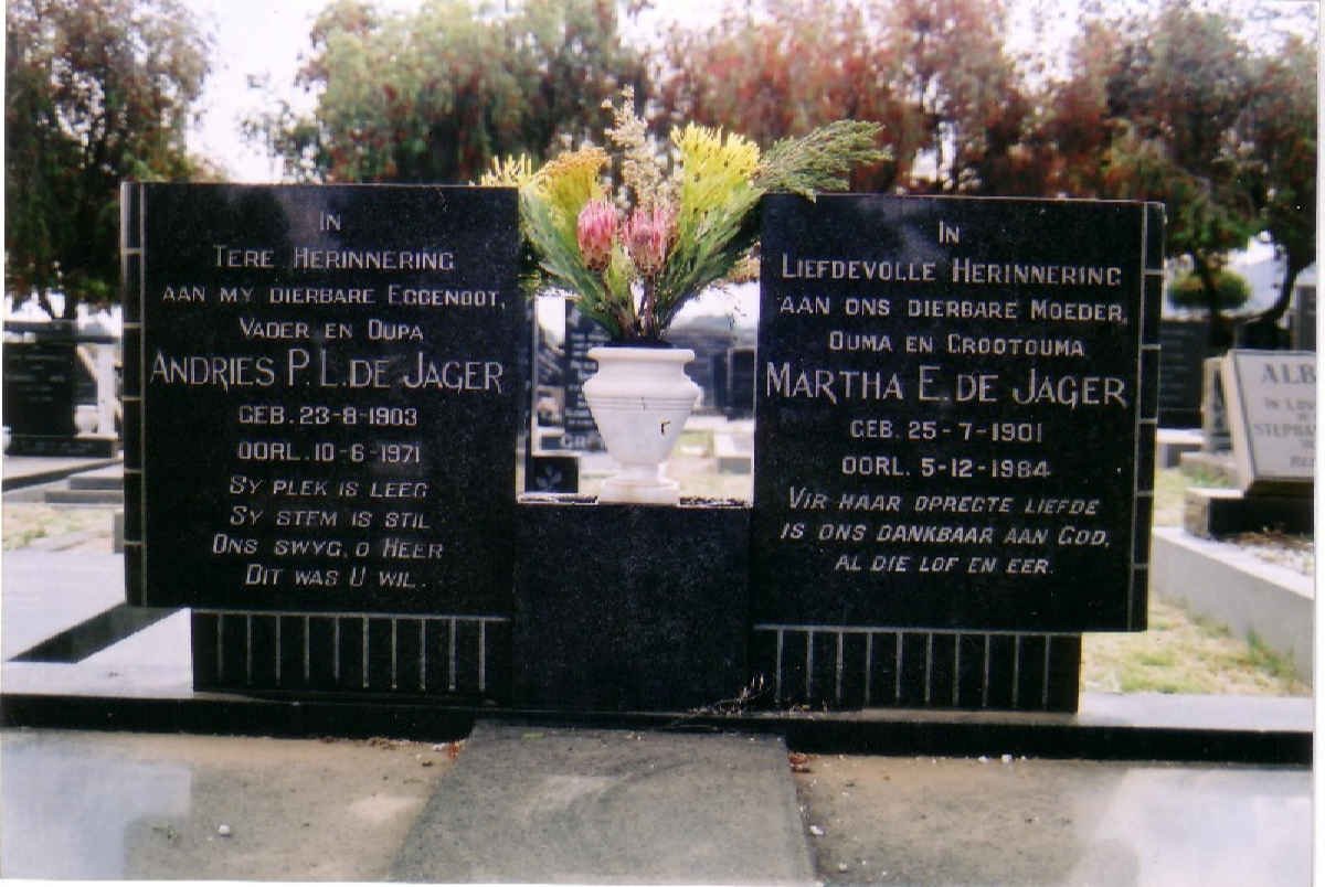 JAGER Andries P.L., de 1903-1971 &amp; Martha E. 1901-1984