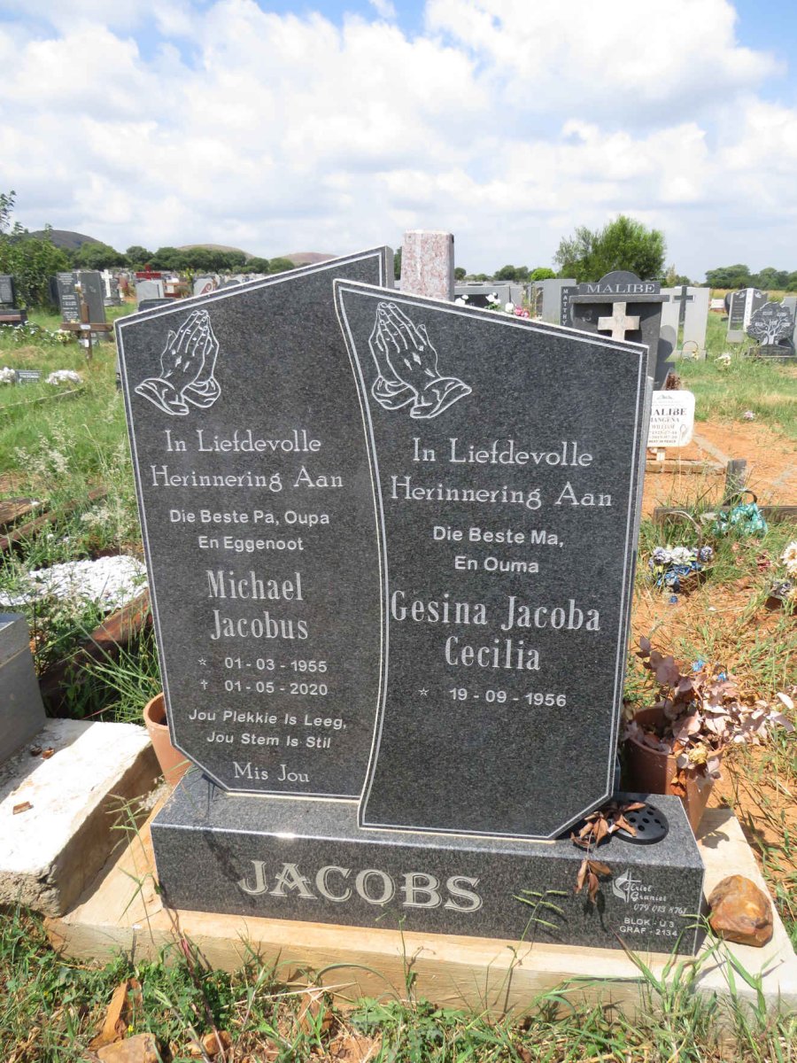 JACOBS Michael Jacobus 1955-2020 & Gesina Jacoba Cecilia 1956- 