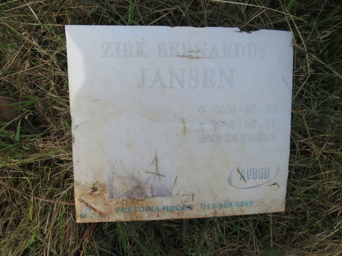JANSEN Zirk Bernardus 1945-2018