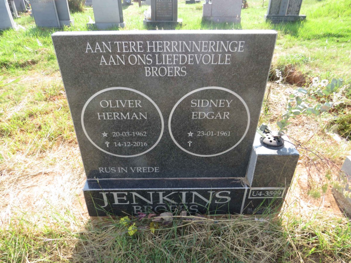JENKINS Sidney Edgar 1961- :: JENKINS Oliver Herman 1962-2016