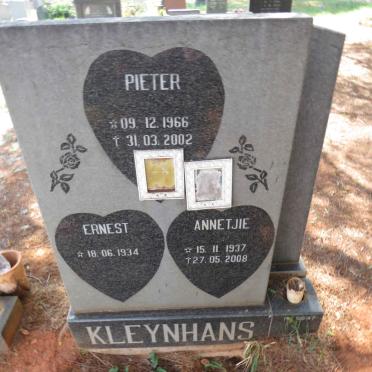 KLEYNHANS Ernest 1934- & Annetjie 1937-2008 :: KLEYNHANS Pieter 1966-2002