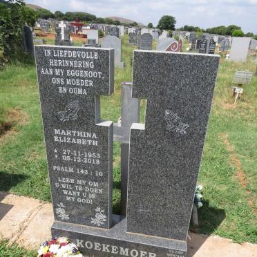 KOEKEMOER Marthina Elizabeth 1953-2018