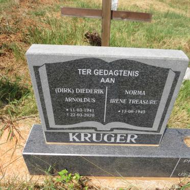 KRUGER Diederik Arnoldus 1941-2020 & Norma Irene TREASURE 1945- 