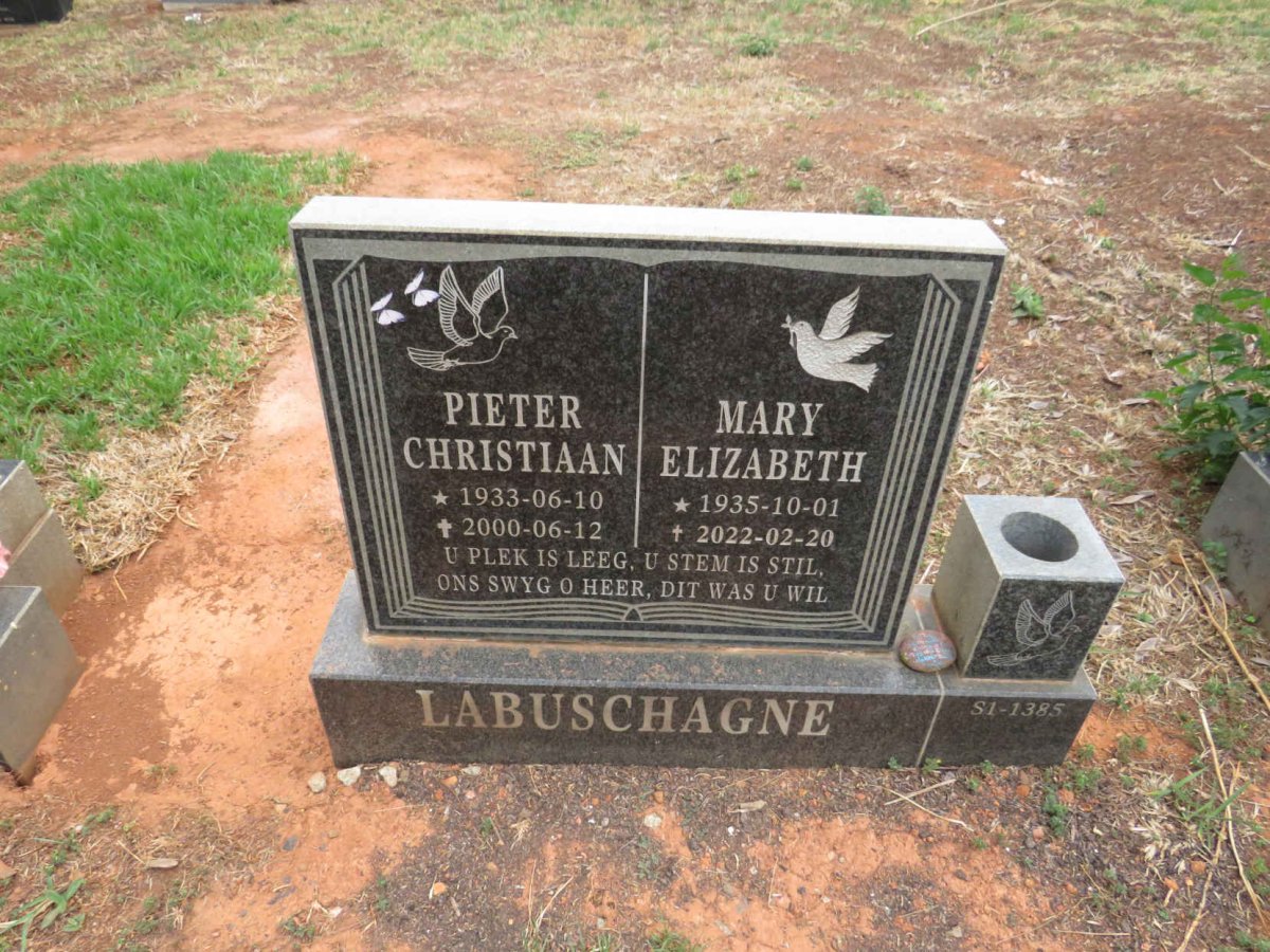 LABUSCHAGNE Pieter Christiaan 1933-2000 & Mary Elizabeth 1935-2022
