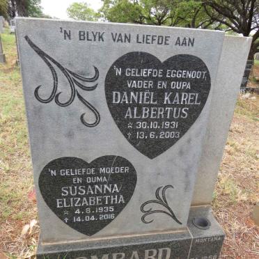 LOMBARD Daniel Karel Albertus 1931-2003 & Susanna Elizabetha 1935-2016