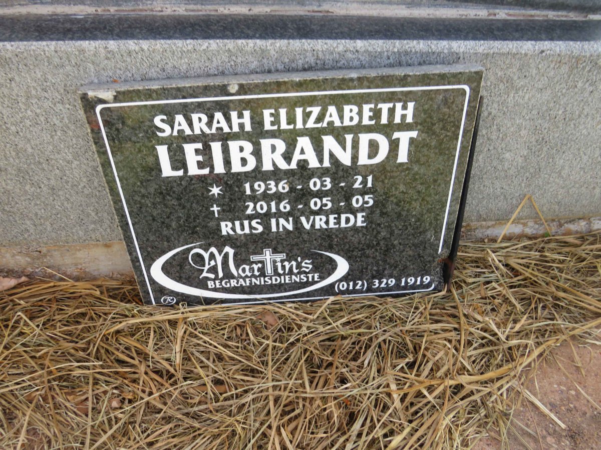 LEIBRANDT Sarah Elizabeth 1936-2016