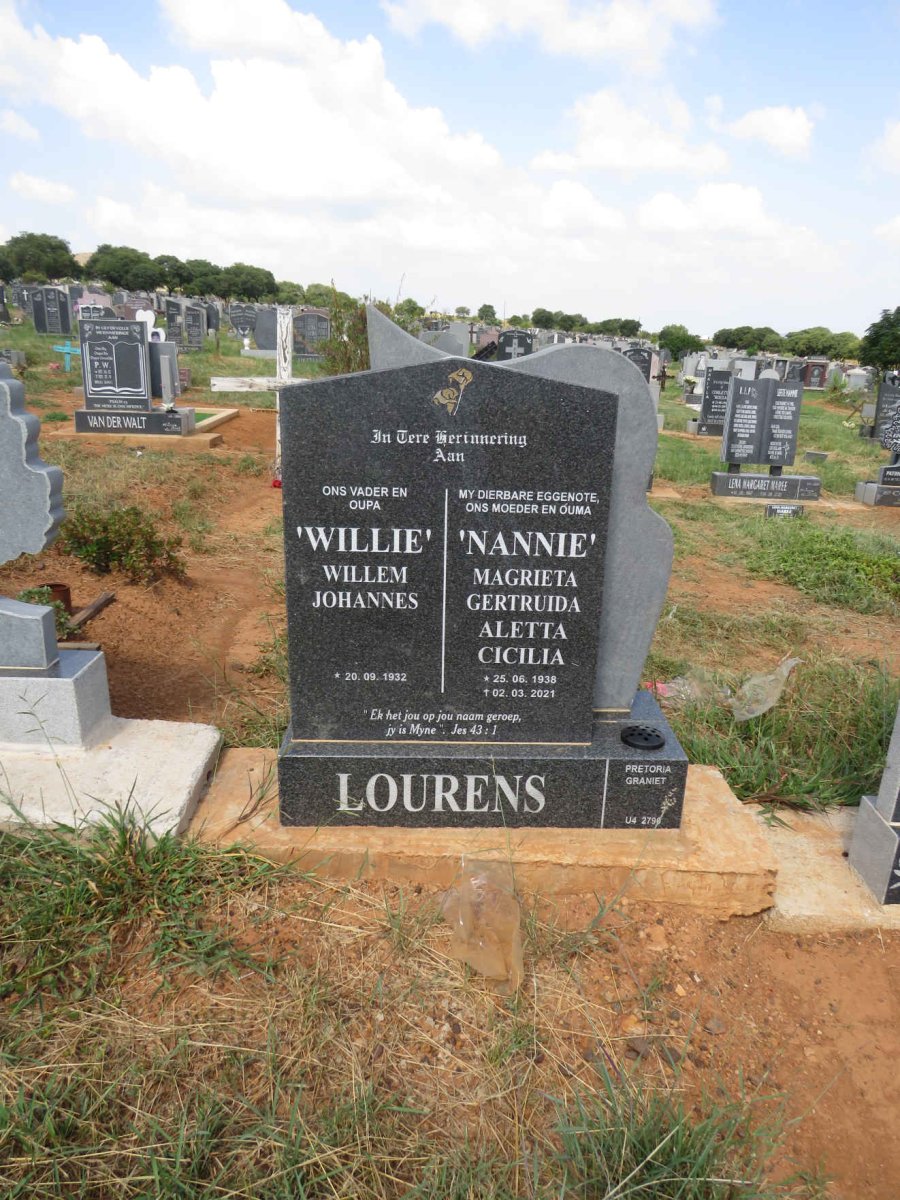 LOURENS Willem Johannes 1932- & Magrieta Gertruida Aletta Cicilia 1938-2021