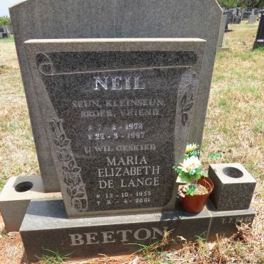 LANGE Maria Elizabeth, de 1953-2001 :: BEETON Neil 1978-1997