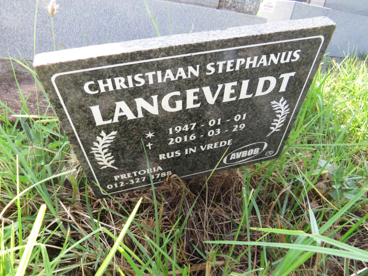LANGEVELDT Christiaan Stephanus 1947-2016