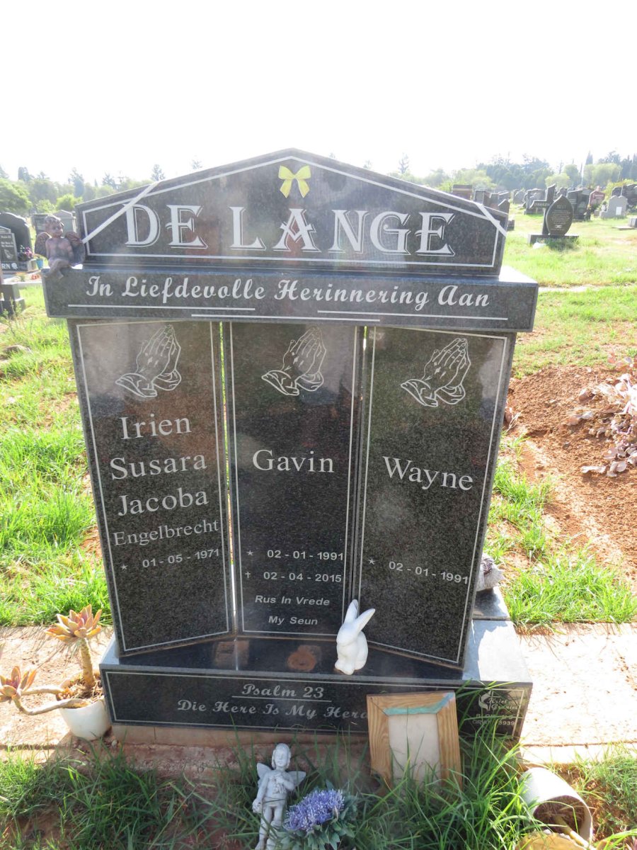 LANGE Irien Susara Jacoba, de - ENGELBRECHT 1971- ::  DE LANGE Gavin 1991-2015 :: DE LANGE Wayne 1991-