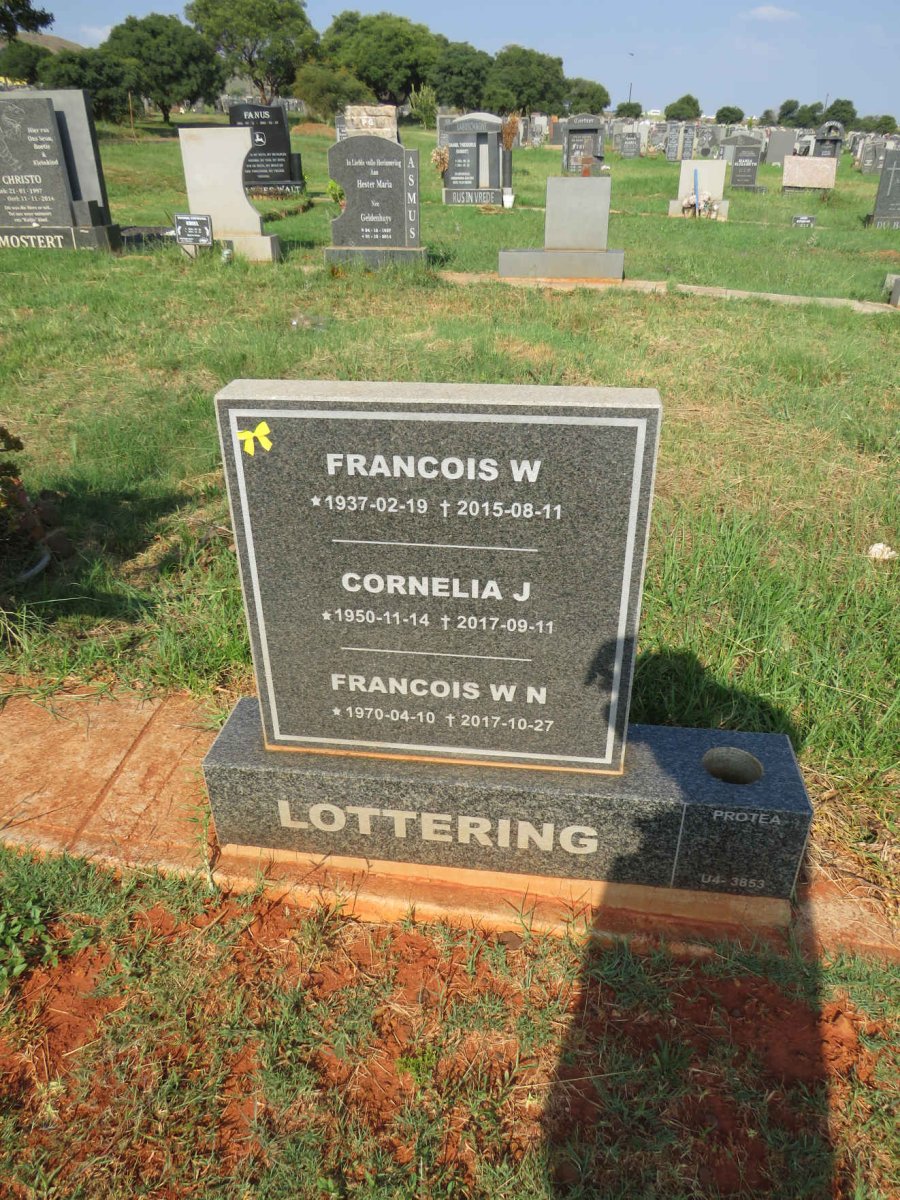 LOTTERING Francois W. 1937-2015 :: LOTTERING Cornelia J. 1950-2017 :: LOTTERING Francois W.N. 1970-2017