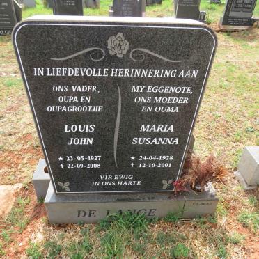 LANGE Louis John, de 1927-2008 & Maria Susanna 1928-2001
