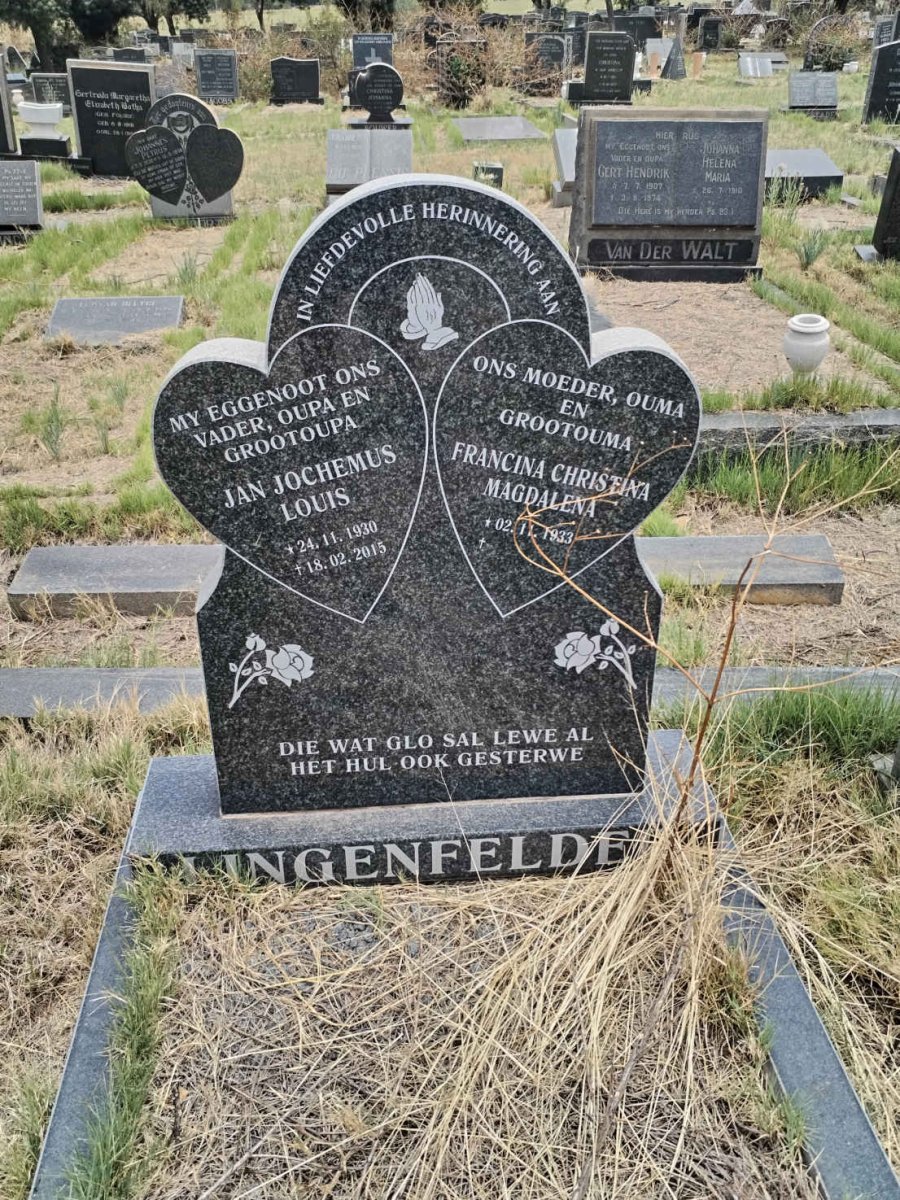 LINGENFELDER Jan Jochemus Louis 1930-2015 & Francina Christina Magdalena 1933-