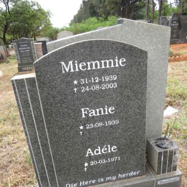MARAIS Fanie 1939- :: MARAIS Miemmie 1939-2003 :: MARAIS Adele 1971-