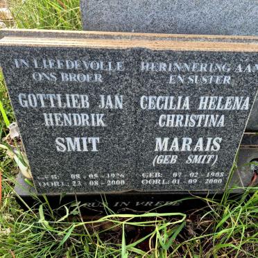 MARAIS Cecilia Helena Christina nee SMIT 1908-2000 :: SMIT Gottlieb Jan Hendrik 1926-2000