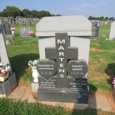 MARTENS Henry Bond 1929- & Magrieta Johanna 1932-2014