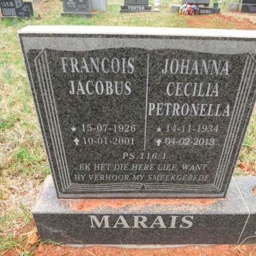 MARAIS Francois Jacobus 1926-2001 & Johanna Cecilia Petronella 1934-2013