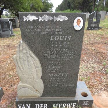 MERWE Louis, van der 1934-2001 & Matty 1936-2003