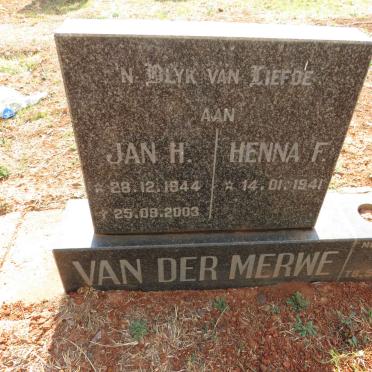 MERWE Jan H., van der 1944-2003 & Henna F. 1941- 