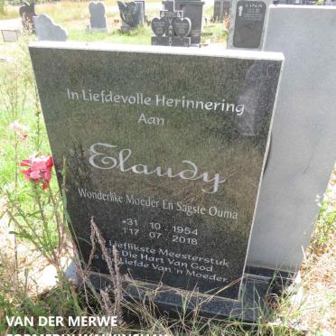 MERWE Elaudy, van der voorheen WALKINSHAW nee BAM 1954-2018