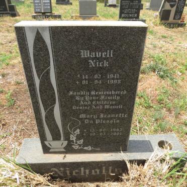 NICHOLLS Wavell Nick 1941-1998 :: NICHOLLS Mary Jeanette Du Plessis 1963-2001