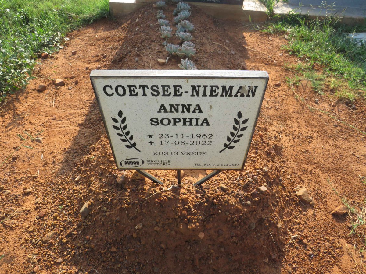 NIEMAN Anna Sophia, COETSEE- 1962-2022