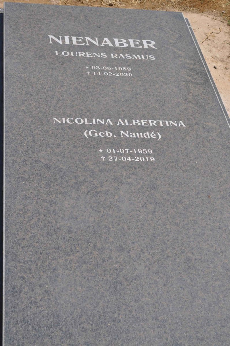 NIENABER Lourens Rasmus 1959-2020 &amp; Nicolina Albertina NAUDE 1959-2019
