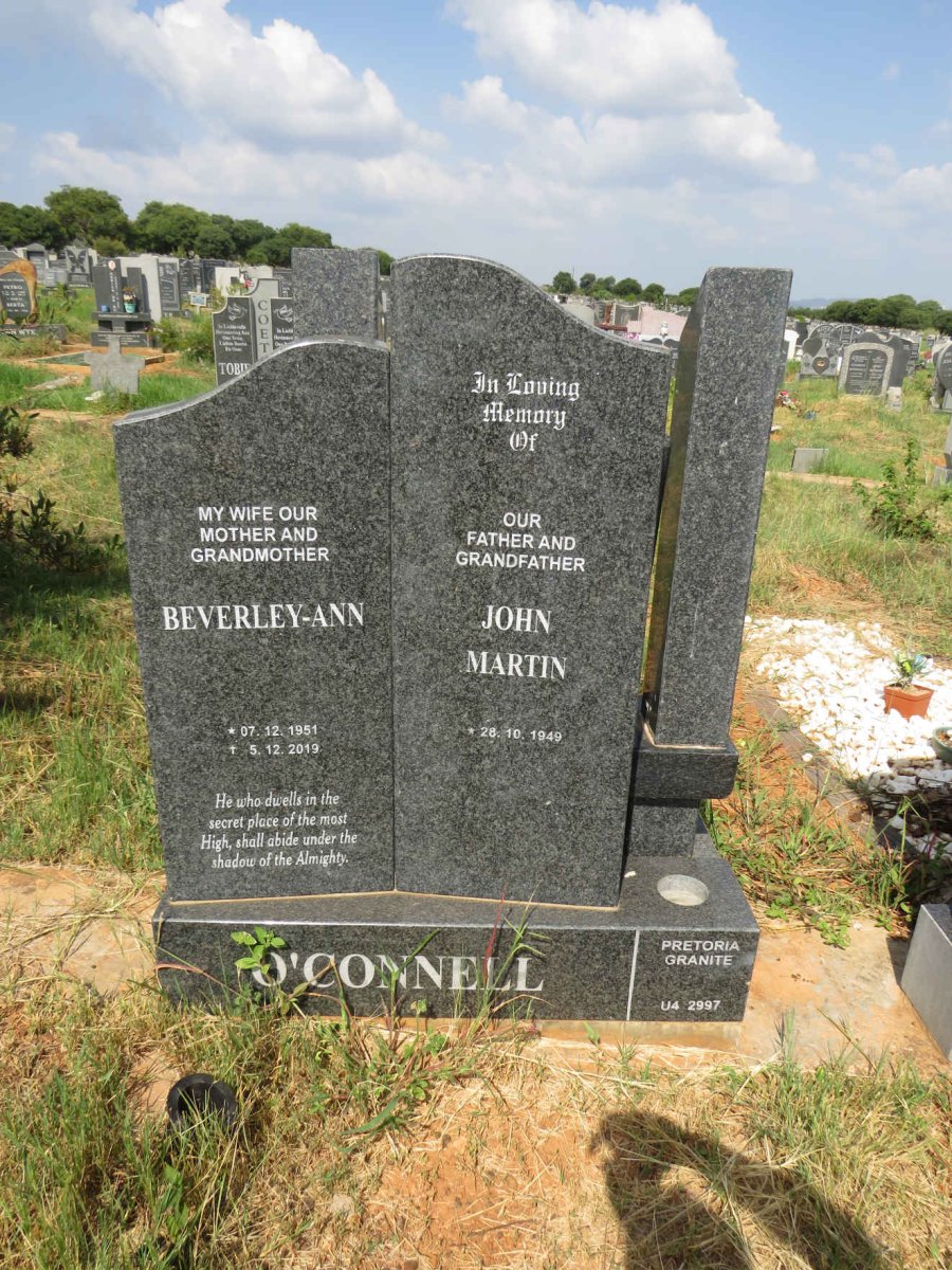 O'CONNELL John Martin 1949- & Beverley-Ann 1951-2019