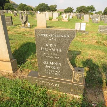 ODENDAAL Johannes Jacobus 1937-2012 & Anna Elizabeth 1947-1998