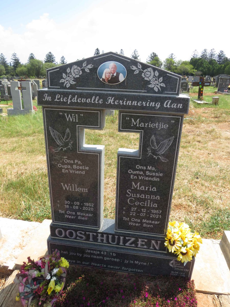 OOSTHUIZEN Willem 1952-2020 & Maria Susanna Cecilia 1957-2021