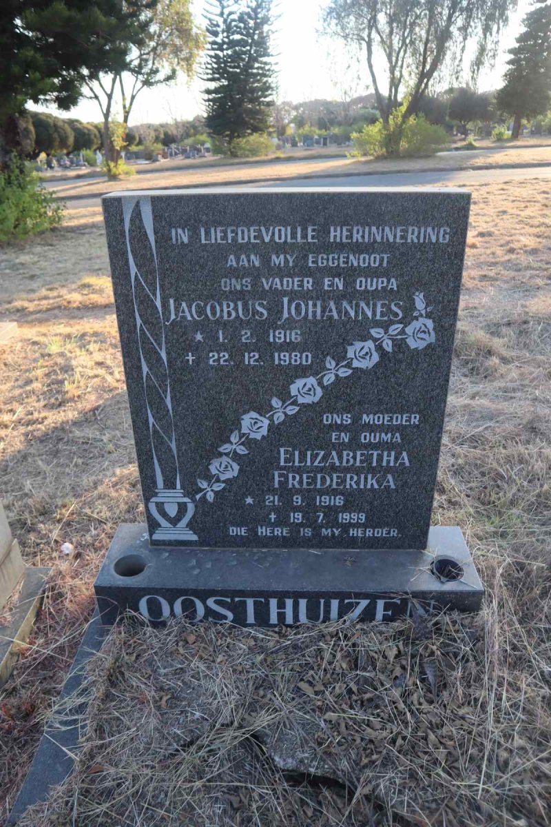 OOSTHUIZEN Jacobus Johannes 1916-1980 & Elizabetha Frederika 1916-1999