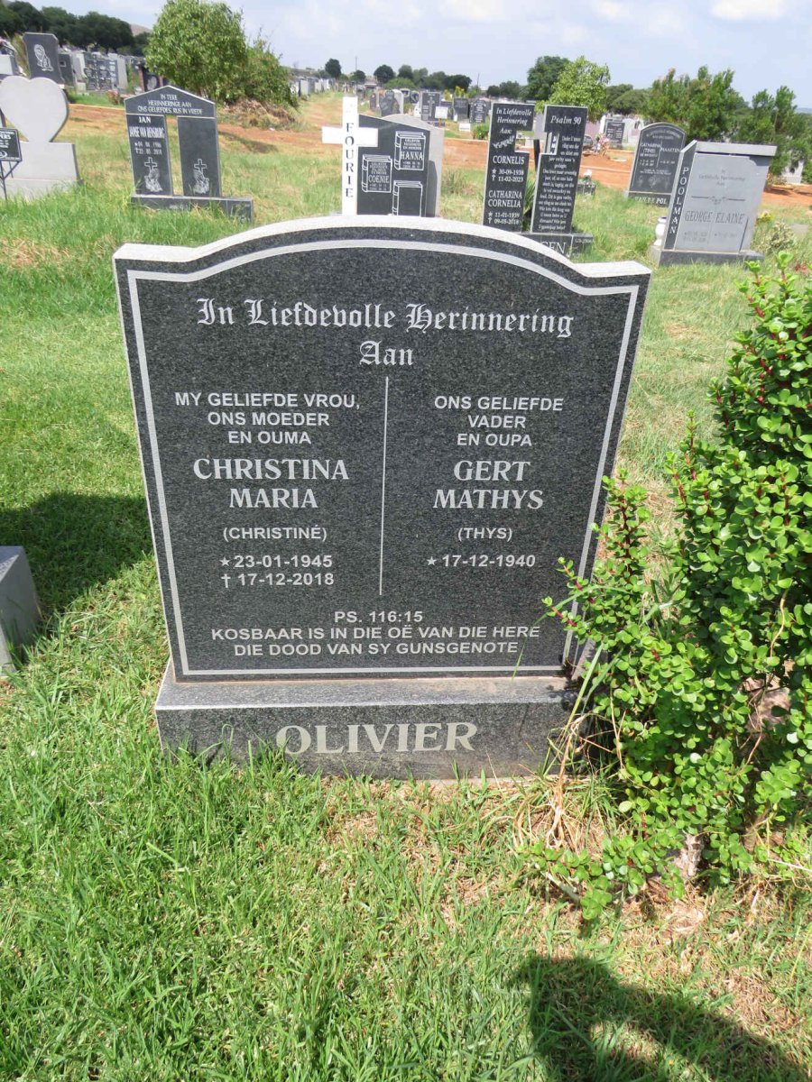 OLIVIER Gert Mathys 1940- & Christina Maria 1945-2018