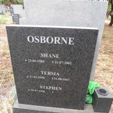 OSBORNE Stephen 1956- :: OSBORNE Tersia 1958-2003 :: OSBORNE Shane 1980-2002
