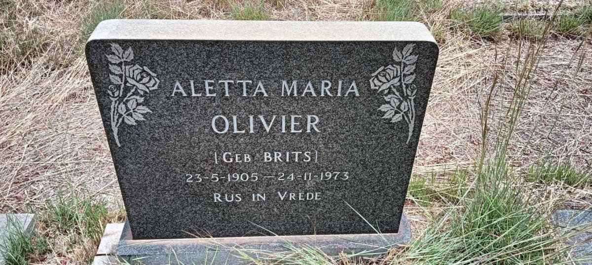 OLIVIER Aletta Maria nee BRITS 1905-1973