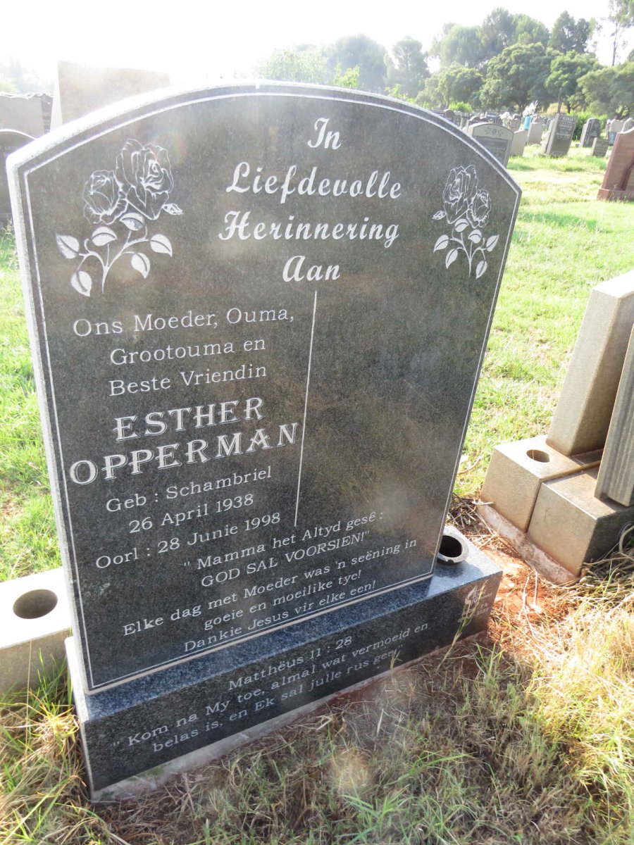 OPPERMAN Esther nee SCHAMBRIEL 1938-1998