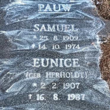 PAUW Samuel 1909-1974 & Eunice HERHOLDT 1907-1987