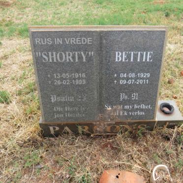 PARSONS Shorty 1916-1999 & Bettie 1929-2011