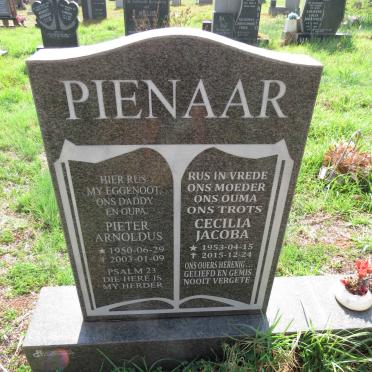 PIENAAR Pieter Arnoldus 1950-2003 & Cecilia Jacoba 1953-2015