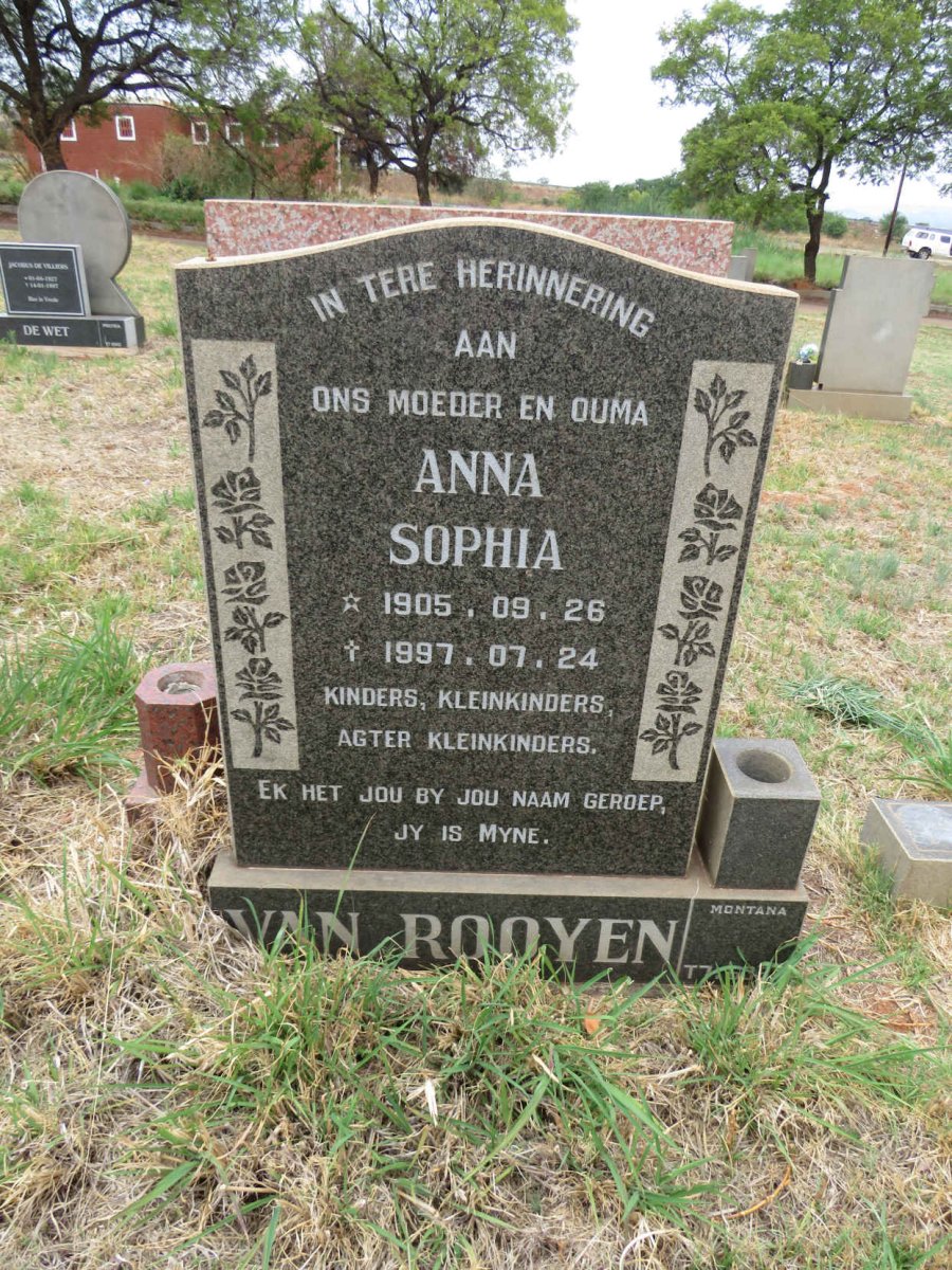 ROOYEN Anna Sophia, van 1905-1997