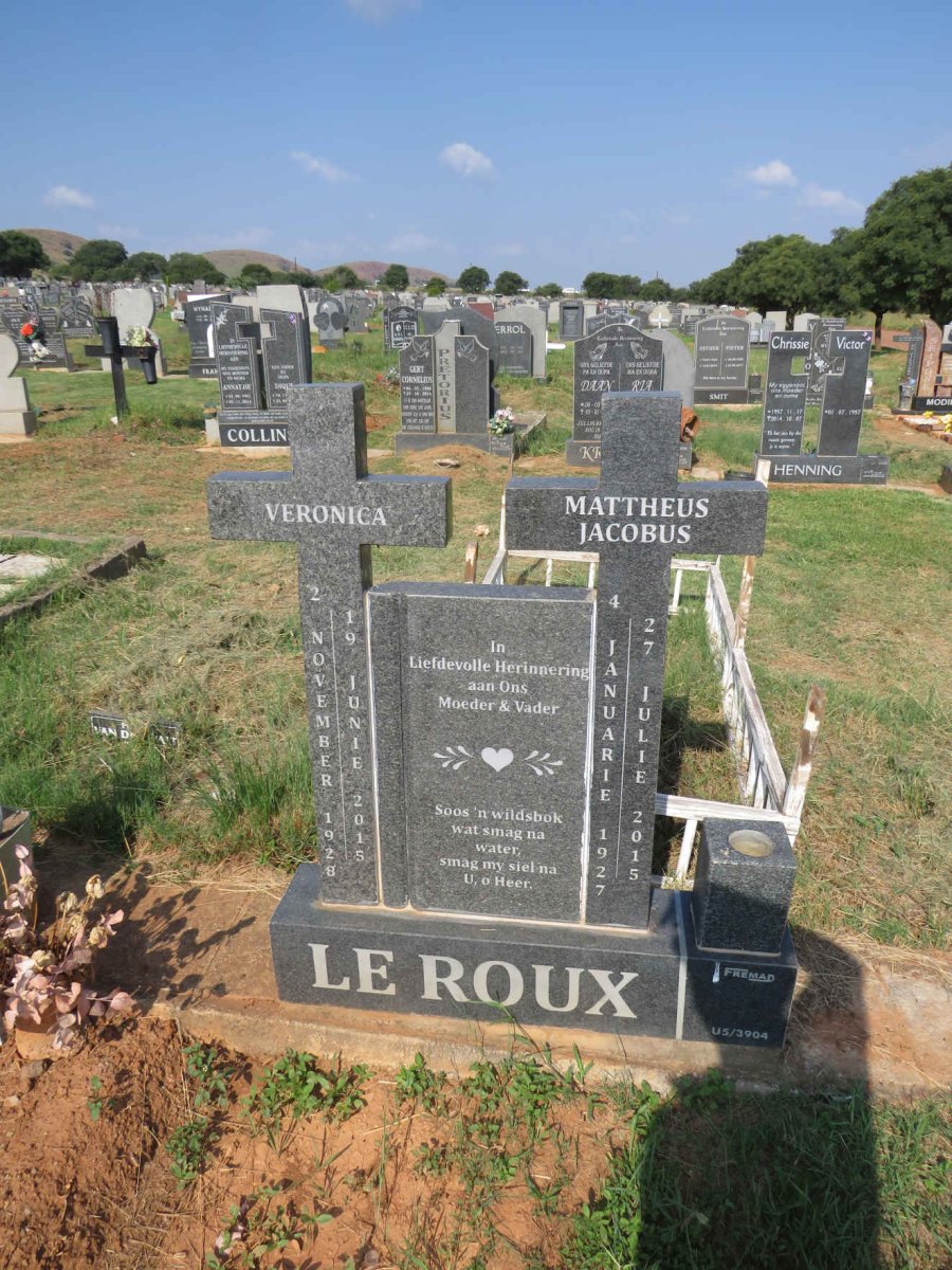 ROUX Mattheus Jacobus, le 1927-2015 & Veronica 1928-2015