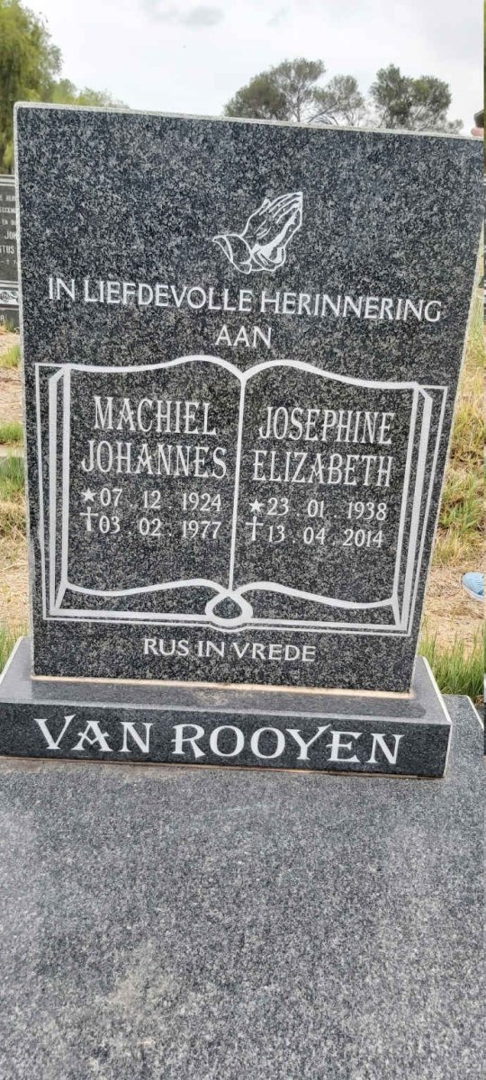 ROOYEN Machiel Johannes, van 1924-1977 & Josephine Elizabeth 1938-2014
