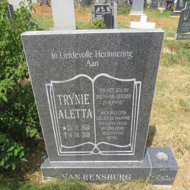 RENSBURG Trynie Aletta, van 1924-2018