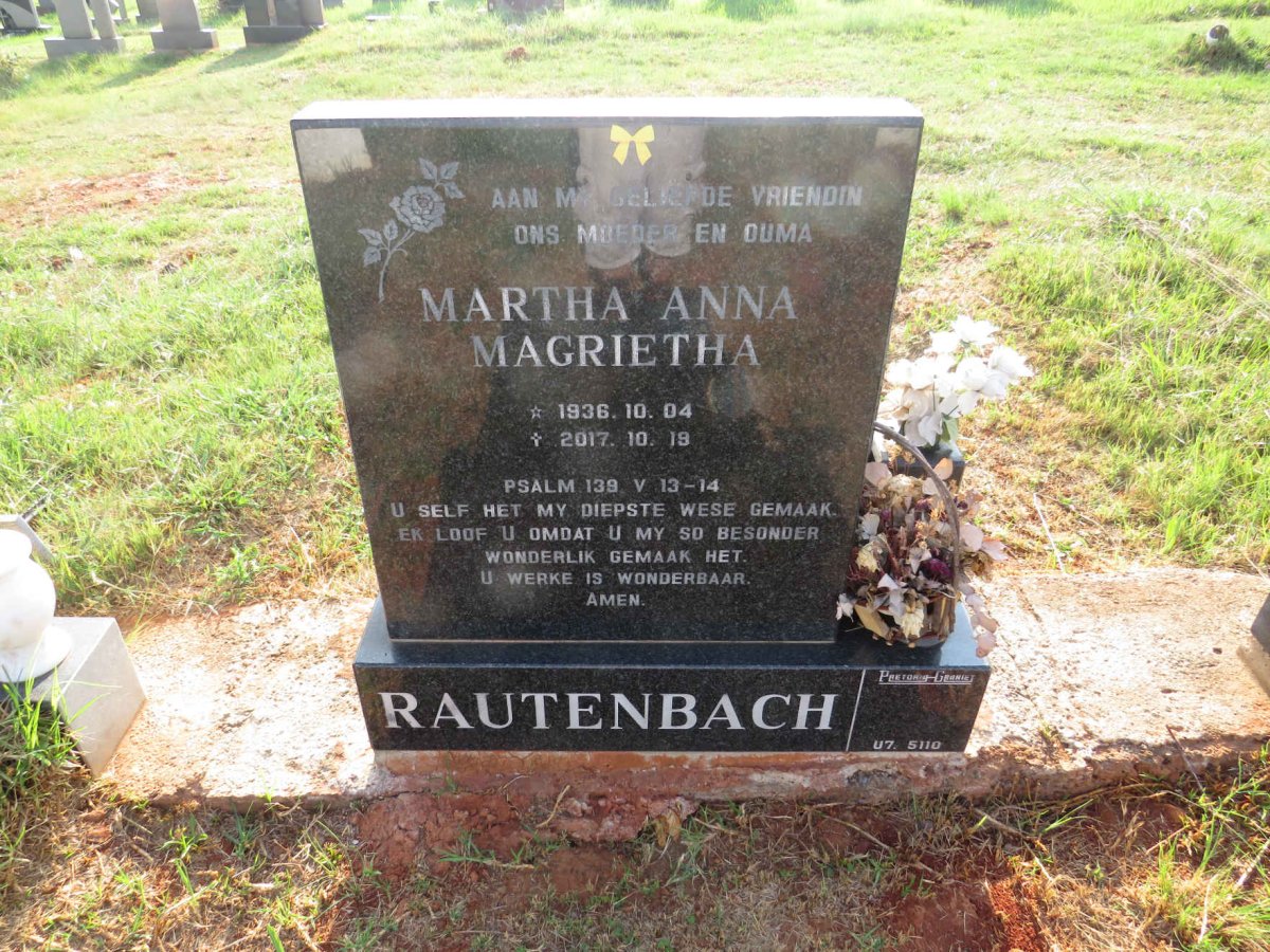 RAUTENBACH Martha Anna Magrietha 1936-2017