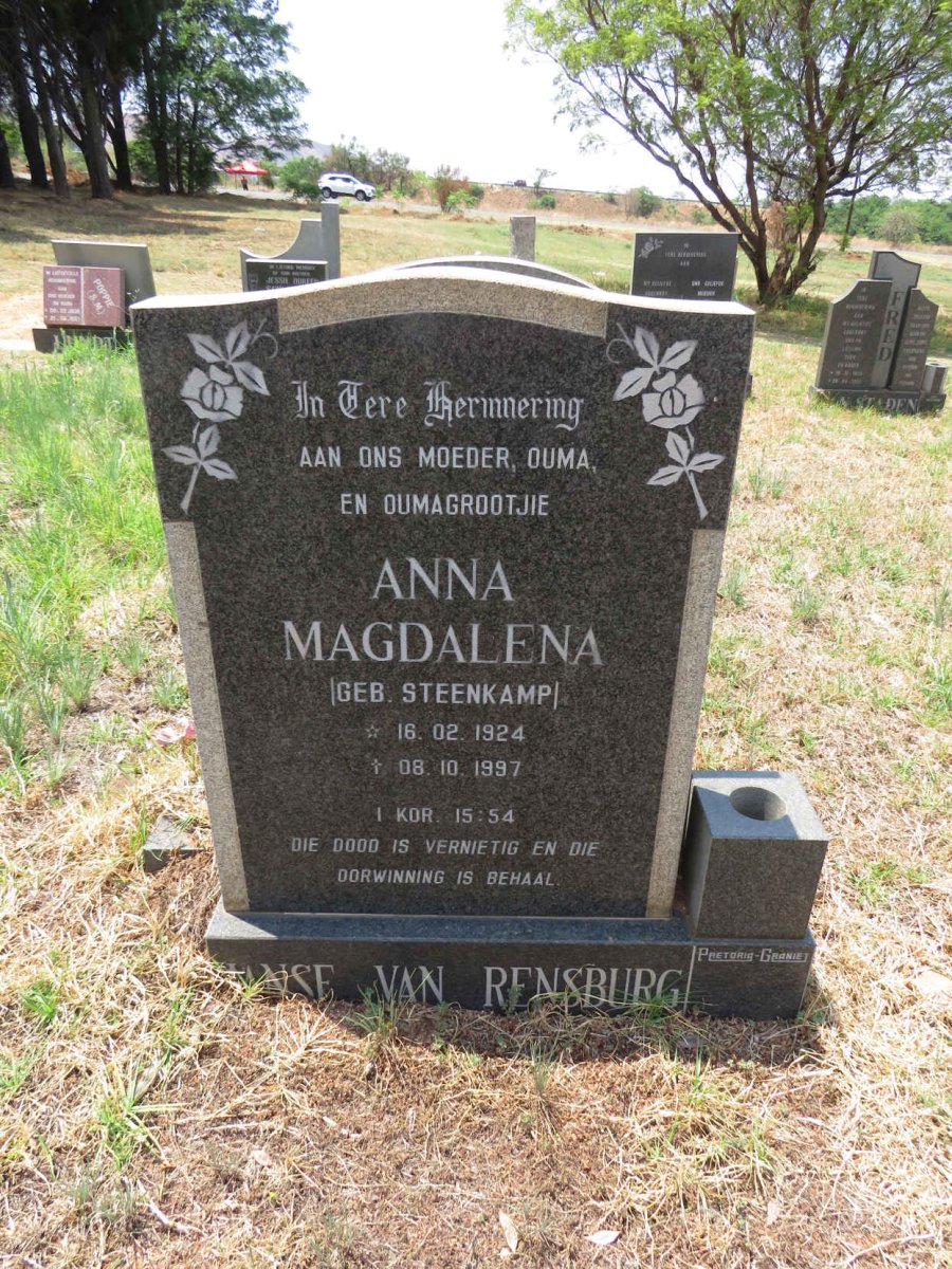 RENSBURG Anna Magdalena, Janse van nee STEENKAMP 1924-1997