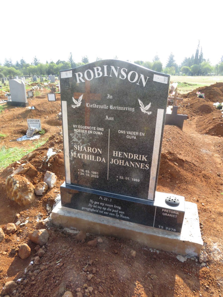 ROBINSON Hendrik Johannes 1969- & Sharon Mathilda 1961-2023