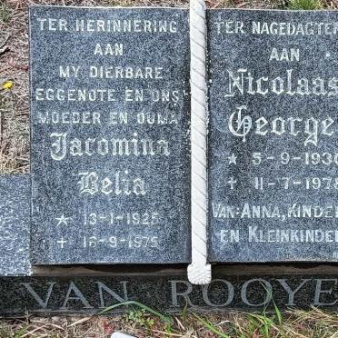 ROOYEN Jacomina Belia, van 1925-1975 :: VAN ROOYEN Nicolaas George 1930-1978
