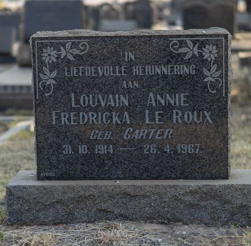 ROUX Louvain Annie Fredricka, le nee CARTER 1914-1967