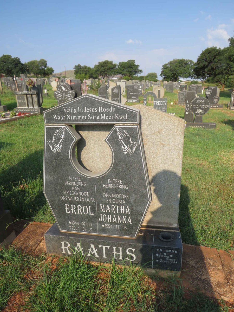 RAATHS Errol 1944-2004 & Martha Johanna 1954-