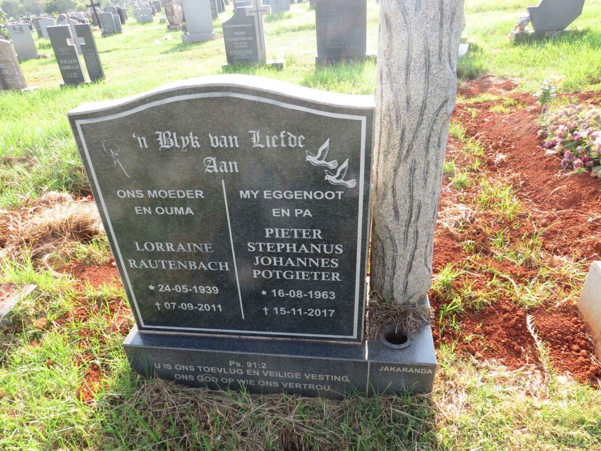 RAUTENBACH Lorraine 1939-2011 :: POTGIETER Pieter Stephanus Johannes 1963-2017