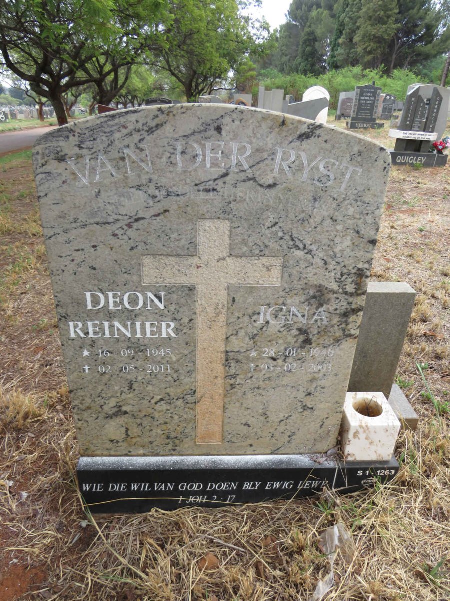 RYST Deon Reinier, van der 1945-2011 & Igna 1946-2003 